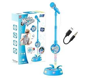 Microfono per bambini con supporto, set di giocattoli per microfono | Macchina per cantare i bambini con a LED, per passatempi di feste per ragazze e ragazzi, altoparlante per regali