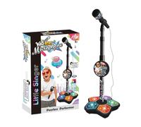 Microfono per bambini con supporto - supporto per microfono per bambini, microfono karaoke per bambini | Macchina per karaoke con luci, microfono con supporto regolabile, macchina per karaoke cantata