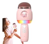 Microfono per bambini - Macchina per karaoke per bambini | Microfono wireless a cartoni animati per karaoke con luci a LED | Forniture per canto karaoke portatile per ragazze, ragazzi, bambini e