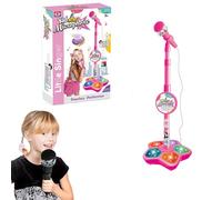Microfono per Bambini, Macchina per Karaoke Portatile per Bambini con Altezza Regolabile e Luci da Palco Lampeggianti, Giocattolo Musicale per Cantare con Luci da Palco Lampeggianti pink