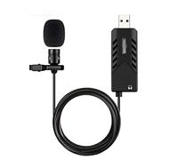 Microfono per computer a condensatore cardioide a clip Lavalier Microfono USB per collegare e riprodurre con scheda audio per PC