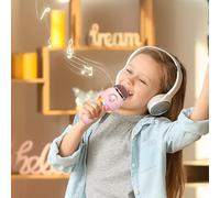 Microfono per karaoke a cartoni animati - Microfono per canto wireless da 18 cm, giocattolo con altoparlante con luce a LED | Dispositivo audio portatile per bambini per feste di compleanno, eventi do