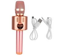 Microfono per karaoke con altoparlanti stereo acustici di precisione e luci a LED, audio di qualità ed effetti vocali per un canto personalizzato.