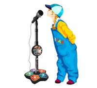 Microfono per karaoke con supporto, adattatore dati, compatibile con MP3/MP4 (99 cm) Microfono-rosa,Microfono - nero,Microfono-bluPolicloruri di vinile