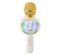Microfono per karaoke per bambini Bluetooth - Microfono vocale senza fili con altoparlante, effetti RGB e modulazione vocale, 5 W, Bluetooth 5.1, batteria - dai 3 anni in su, IZOXIS (bianco)