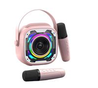 Microfono per karaoke per bambini, mini altoparlante portatile per karaoke, Bluetooth, con 2 microfoni wireless e luce, per feste in casa in famiglia