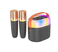 Microfono per karaoke Portatile ABS Compatibile Microfono per(Black) | Doppio microfono incluso, wireless stabile, ideale per duetti e famiglie, suono chiaro