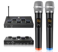 Microfono per karaoke, sistema di mixaggio portatile per karaoke, con microfono wireless UHF a 16 canali, altoparlante ottico AUX per Smart TV, PC, amplificatore, altoparlante, KTV