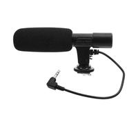 Microfono per Riprese e Interviste 3v in ABS Nero Angolo | Capsula Stereo, Supporto Hot Shoe e Foro 1/4 Pollice, Cavo 3, 5mm, per Creator e Giornalisti