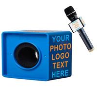 Microfono personalizzato Logo Live Equipment Box Cube Triangle Interview Box Karaoke mic Bandiere (blu)