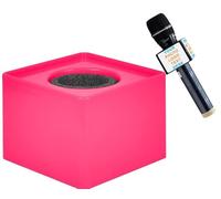 Microfono personalizzato Logo Live Equipment Box Cube Triangle Interview Box Karaoke mic Bandiere (rosa)
