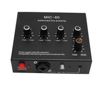 Microfono Preamp Mic Booster, Booster Ad Alto Guadagno da 60 DB con Potenza a 48 V, Preamplificatore Microfono di Uscita di Ingresso XLR da 3,5 Mm (Spina europea)