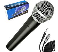 Microfono professionale dinamico per karaoke vocale con cavo, corpo in metallo (grigio scuro)