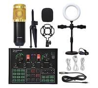 Microfono Ring Fill Light Kit microfono treppiede con scheda audio live Microfono a condensatore da studio professionale for karaoke wireless(Gold BM900 LED)