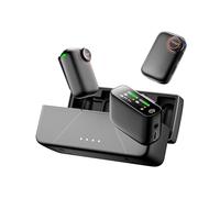 Microfono S20 (2 TX + 1 RX + custodia di ricarica), mini microfono per iPhone/Android/fotocamera, audio alto 48 kHz/24 bit, cancellazione del rumore AI, uso 48 ore, portata 250 m, microfoni wireless