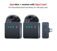 Microfono senza fili 2.4G Pro: batteria super lunga durata di 14 ore, capacità batteria 160mAh, cancellazione del rumore DSP+ENC, design molletta plug & play, adatto per vlogging HD/live streaming 1 m