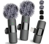 Microfono senza fili a Collare Mini Portatile per Registrazione Audio-Video, Compatibile con iPhone e Android per Live Streaming, Gaming, Microfono Tascabile, Microfono ASMR Pro-IOS-2Mic,Pro-IOS-1Mic,