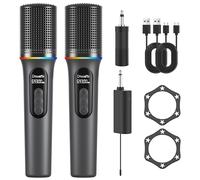 Microfono senza fili, microfono dinamico portatile professionale con ricevitore ricaricabile, regolazione del volume a 5 livelli, illuminazione RGB dinamica, batteria ricaricabile da 40 ore per