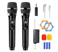 Microfono senza fili, microfono karaoke, doppio microfono senza fili, microfono wireless ricaricabile, per cantare karaoke, matrimonio, dj, festa, discorso, chiesa, lezioni