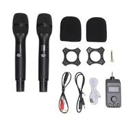 Microfono Senza Fili, Microfono Senza Fili Portatile UHF Dinamico Doppio Microfono in Metallo con Ricevitore Ricaricabile per KTV Karaoke Party Discorso Matrimonio