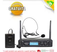 MICROFONO SENZA FILO VHF WIRELESS 175,50MHZ HEADSET E A CRAVATTA CANTO E VOCE