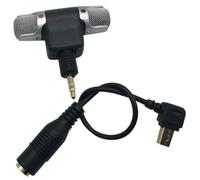 Microfono Stereo per Action Cam 3.5mm con Adattatore USB | 2 Pezzi, Contatto Placcato Oro e Cavo Mini, per Riprese e Interviste On Camera