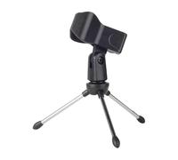 Microfono Tripod Stand, Foldable Desktop Tripod with Mic Clip Holder, Lightweight Adjustable Stand with Lock-Tight Knob for Singing, Performance, and Recording Microfono Tripod Stand