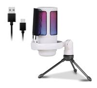 Microfono USB 192 kHz/24 bit con illuminazione a colori Microfono da gioco con pulsante muto, base solida per streaming e canto dal vivo microfono con cancellazione del rumore