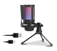 Microfono USB 192 kHz/24 bit con illuminazione a colori Microfono da gioco con pulsante muto, base solida per streaming e microfono per canto dal vivo