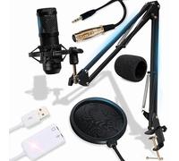 Microfono USB a reni unidirezionale Filtro POP, impugnatura regolabile, plug & play, ingresso cuffie per artisti, podcaster e musicisti