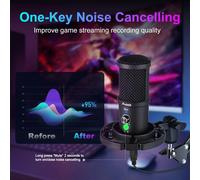 Microfono USB da gioco Aveek, microfono a condensatore con cancellazione del rumore per PC, microfono per podcast, con staffa per asta, per giochi, podcasting