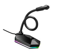 Microfono USB da Scrivania Flessibile Rgb, Nero, per Chat | Uso Ufficio e Conversazioni, Risposta , Riduce Rumori di Fondo, Cavo da 1,5m e Interfaccia USB