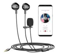 Microfono USB Lavalier | Auricolari a doppio cablato con microfono a clip | Mic Podcast con spugna di scoppi, plug & play, riduzione del rumore per computer, streaming live
