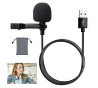 Microfono USB Lavalier da bavero con clip Plug & Play omnidirezionale USB cablato microfono da bavero per PC, computer, Mac, laptop, registrazione, podcasting, giochi, registrazione audio, video, 1,5