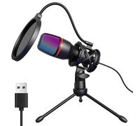 Microfono USB PC Microfono Gaming Micro a Condensatore con Shock Mount Filtro