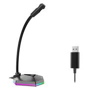 Microfono USB per computer, Plug & Play, microfono a condensatore con pulsante Mute e LED, microfono omnidirezionale da scrivania per PC/laptop, collo d'oca regolabile, compatibile con Windows/Mac