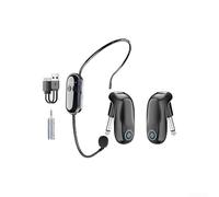 Microfono wireless 2,4 G con cancellazione del rumore, accoppiamento automatico e auricolare per canto, chitarra, lezioni e spettacoli sul palco, nero