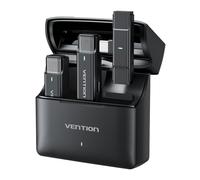 Microfono wireless a clip Vention Levalier USB-C - Cancellazione avanzata del rumore - Batteria da 30 ore - Portata 300 m - Nero