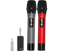 Microfono wireless Bietrun, sistema professionale di microfoni dinamici senza fili UHF in metallo con ricevitore ricaricabile, uscita da 1/4'', plug and play, microfoni wireless per strumenti