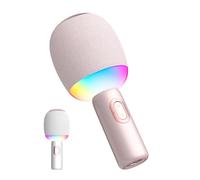 Microfono wireless Bluetooth per karaoke, altoparlante portatile 5 in 1, con luci RGB dinamiche, macchina per karaoke, per auto, viaggi, feste a casa, registrazioni musicali, regali per bambini e