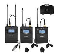 Microfono wireless Comica CVM-WM300A Sistema microfonico lavalier doppio wireless professionale UHF a 96 canali per fotocamere DSLR Canon Nikon Sony Panasonic, videocamera XLR, smartphone ecc(2TX+1RX)