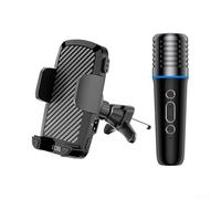 Microfono wireless, dispositivo audio 2 in 1 per auto, supporta la comunicazione vocale e mobile, con alloggiamento unificato per karaoke (microfono singolo)