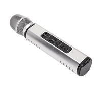 Microfono Wireless, Microfono Bluetooth Portatile, Altoparlante per Microfono Compatibile con Applicazioni di Canto Microfono per Cantare il Karaoke Per L'auto Che Canta a Casa KTV Per PC(D'argento)