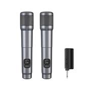 Microfono Wireless, Microfono Dinamico Palmare Doppio, Durata 40 Ore, Portata 200 Piedi, Microfono Professionale per Canto, Karaoke