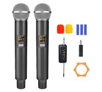 Microfono wireless, microfono karaoke, doppio microfono wireless, microfono con ricevitore ricaricabile, microfono wireless portatile per feste, matrimoni, presentazioni, canto, karaoke, portata 50m