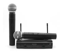 Microfono wireless, Microfono VHF professionale a doppio canale Sistema di microfono wireless con 2 microfoni trasmettitori dinamici portatili per feste, conferenze, karaoke (PGX58)