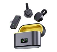 Microfono wireless Outdoor - Microfono a clip nascosto con display digitale e tetto di ricarica, per due design per trasmissione Live Clear | professionali Vlog Streaming Interv
