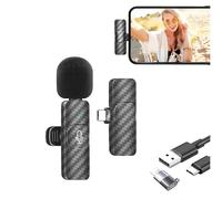 Microfono Wireless per iPhone/Android/Laptop, Microfono Lavalier Wireless Plug and Play, Microfono Professionale con Riduzione del Rumore per Youtube, TikTok, Vlog Registrazione Video