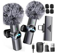Microfono Wireless per iPhone/iPad/PC/Android/Camera - Plug and Play, con Display Digitale, Riduzione del Rumore AI, Microfono Lavalier Senza Fili, Ideale per Live, YouTube, Vlog, TikTok (K3ro)