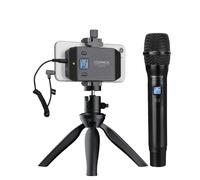 Microfono wireless per smartphone, COMICA CVM-WS50 (H) microfono portatile per interviste su telefoni iPhone/Android, registrazione professionale per cantare video, vlog, YouTube, TikTok, Facebook,